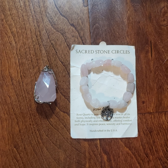 Rose Quartz Pendant & Bracelet - Picture 1 of 3